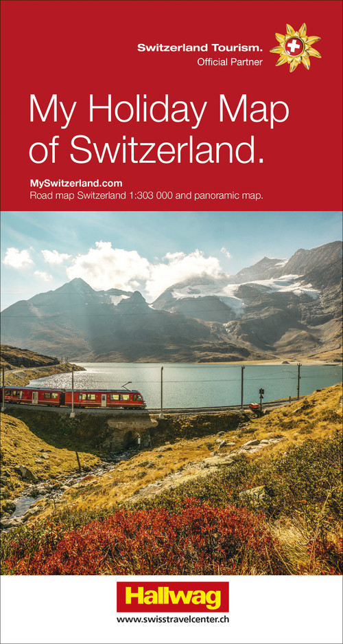 Switzerland, Holiday map, Road map 1:303'000 & panoramic map