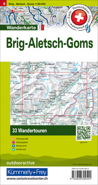 Swiss, Brig - Aletsch - Goms, Nr. 6, Carte de randonnée avec tours 1:50'000, édition allemande