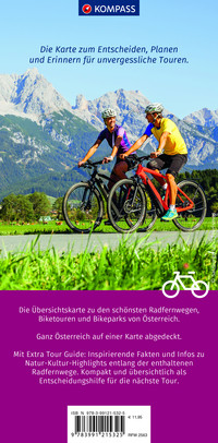 KOMPASS Radfernwegekarte Radfernwege & Biketouren Österreich - Übersichtskarte 1:300.000