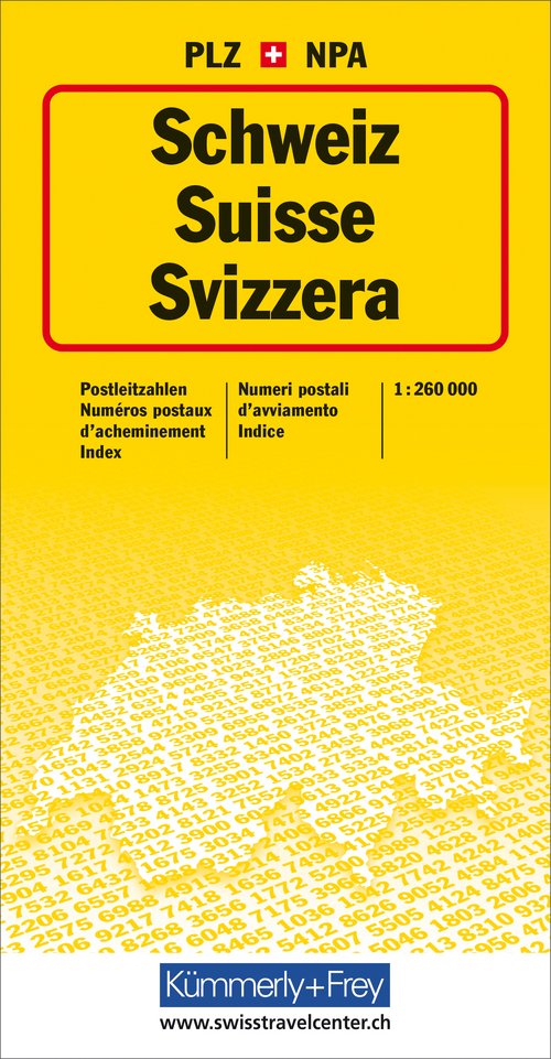 Switzerland, post code map 1:260 000