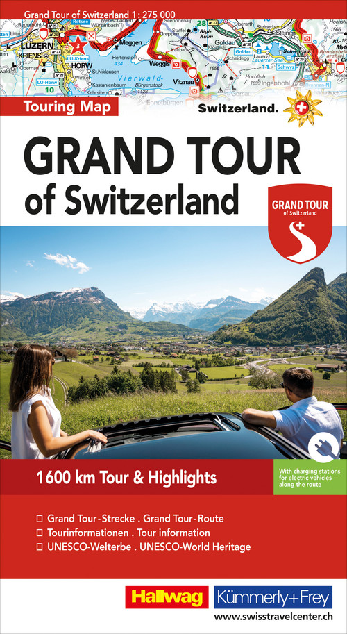 Schweiz, Strassenkarte, Grand Tour of Switzerland Touring map 1:275'000