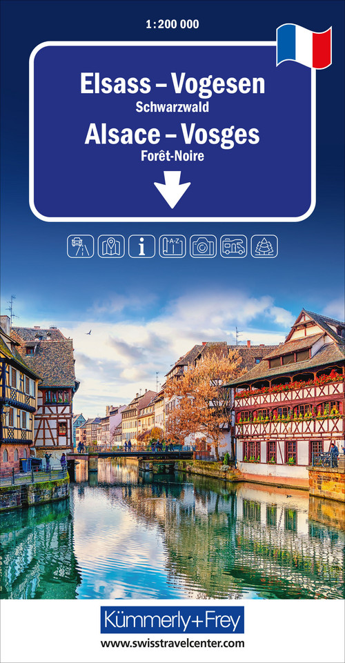 France, Alsace - Vosges, carte routière 1:200'000