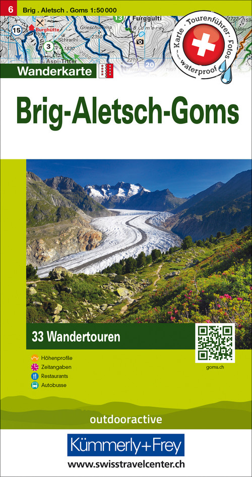 Swiss, Brig - Aletsch - Goms, Nr. 6, Carte de randonnée avec tours 1:50'000, édition allemande