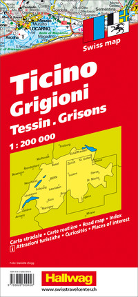 Schweiz, Tessin - Graubünden, Strassenkarte 1:200'000