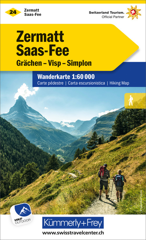 Suisse, Zermatt, Saas Fee, No. 24, Carte pédestre 1:60'000