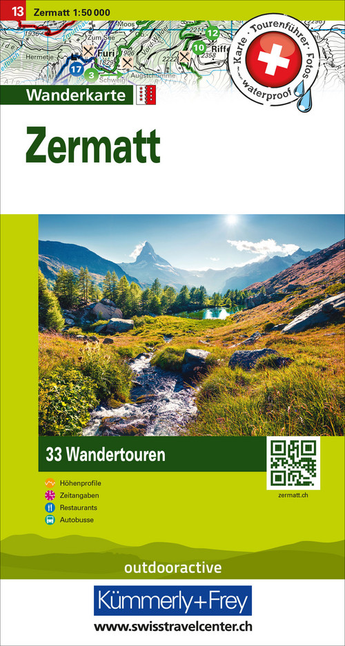 Schweiz, Zermatt, Nr. 13, Wandertourenkarte 1:50'000