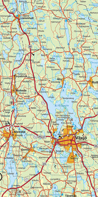Sweden South (South), Malmö - Växjö - Kalmar, Nr. 1, Road map 1:250'000