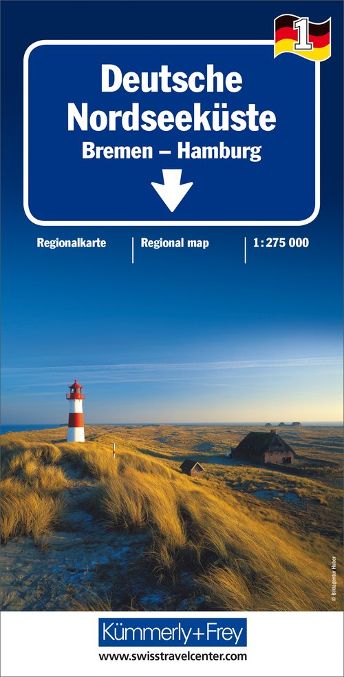 Allemagne, côte allemande de la mer du Nord, Nr. 01, carte routière 1:275'000
