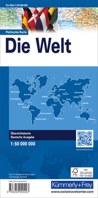 World map, political map 1:50mio. / german edition