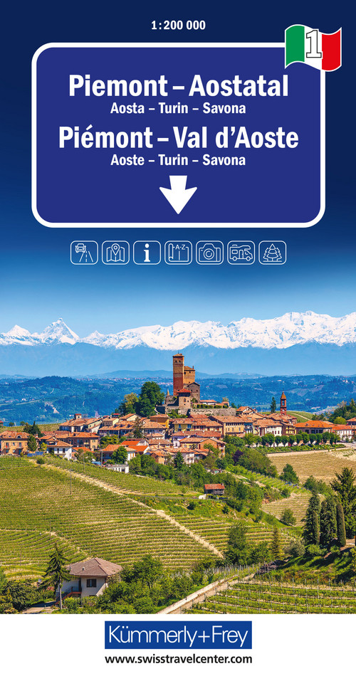 Italie, Val d'Aoste - Piémont, Nr. 01, carte routière 1:200'000