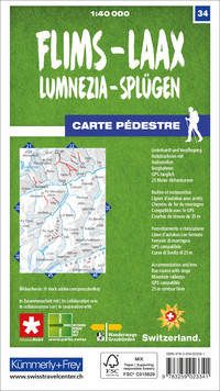 Suisse, Flims - Laax, Lumnezia - Splügen, No. 34, Carte pédestre 1:40'000