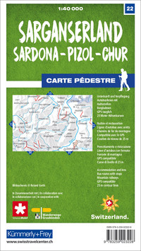 Suisse, Région de Sargans, No. 22, Carte pédestre 1:40'000
