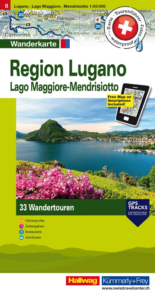 08 Region Lugano, Mendrisiotto 1:50'000 German Edition