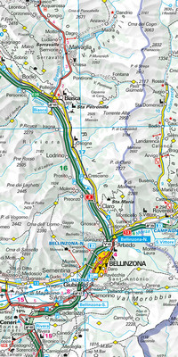 Suisse, Tessin - Grisons, Carte routière 1:200'000