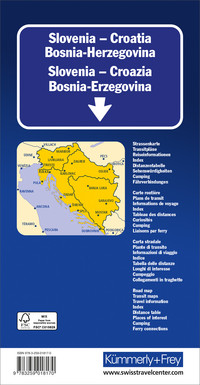 Slovenia - Croatia - Bosnia-Herzegovina, Road map 1:500'000